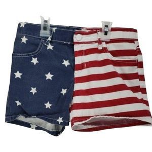 Childrens Place Girls 4th Of July America Blue Red White Striped Shorts Size 12‎